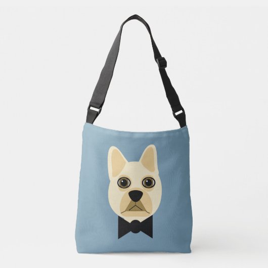 French Bulldog with bowtie blue Tragetaschen Mit Langen Trägern (Vorderseite)