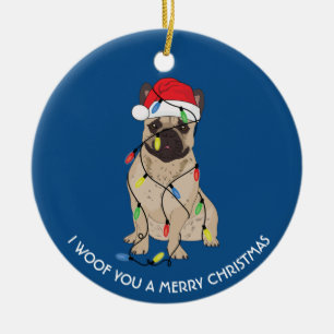 French Bulldog with Christmas lights Christmas Keramik Ornament