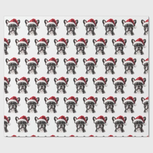 French Bulldog with Santa Hat Geschenkpapier (Flach)
