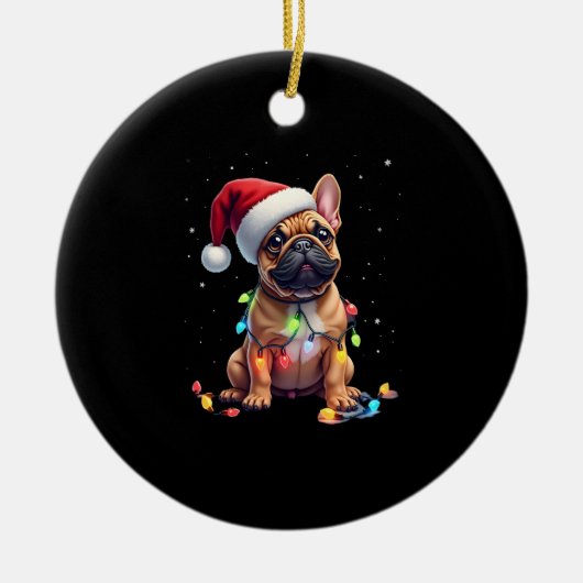French Bulldog Xmas Lighting Santa French Bulldog Keramik Ornament (Vorne)