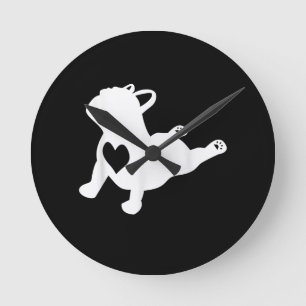 French Bulldog Yoga Liebe Herzstück Frenchie Worko Runde Wanduhr