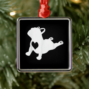 French Bulldog Yoga Pose Liebe Herzgeschenk Ornament Aus Metall