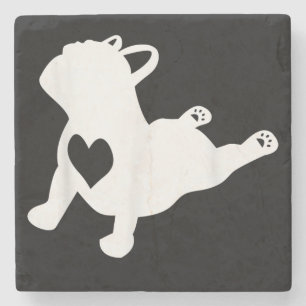 French Bulldog Yoga Pose Liebe Herzgeschenk Steinuntersetzer