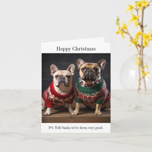 French Bulldogs Christmas Card Karte (Gelbe Blume)
