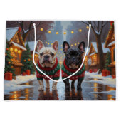 French Bulldogs Christmas Snow Holiday Große Geschenktüte (Vorderseite)