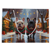 French Bulldogs Christmas Snow Holiday Große Geschenktüte (Rückseite)
