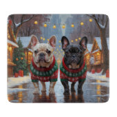 French Bulldogs Christmas Snow Holiday Schneidebrett (Vorderseite)