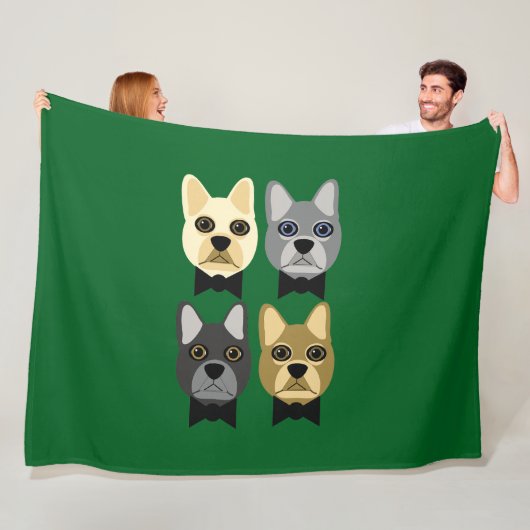 French Bulldogs Green Fleecedecke (Beispiel)