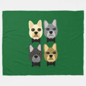 French Bulldogs Green Fleecedecke (Vorderseite (Horizontal))