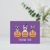 French Bulldogs Halloween Danke Postkarte (Stehend Vorderseite)