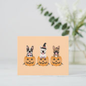 French Bulldogs Halloween Pumpkin Postkarte (Stehend Vorderseite)