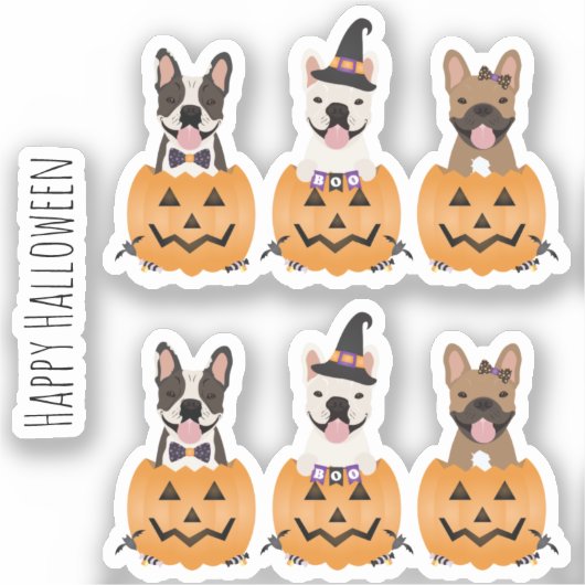 French Bulldogs Happy Halloween Aufkleber (Vorderseite)