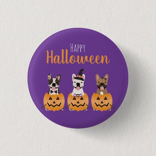French Bulldogs Happy Halloween Button (Vorderseite)