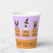 French Bulldogs Happy Halloween Pappbecher (Vorderseite)