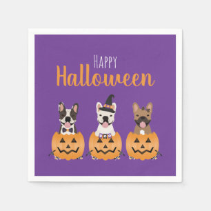 French Bulldogs Happy Halloween Serviette