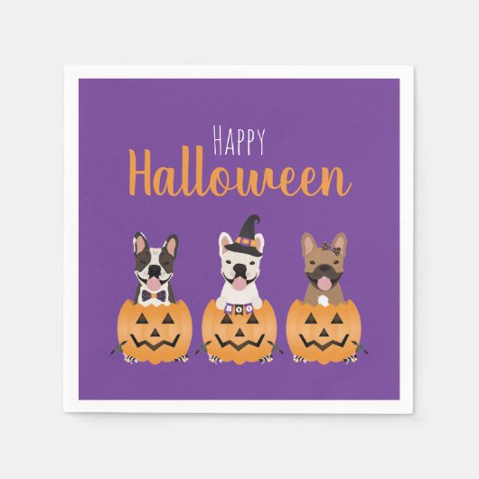French Bulldogs Happy Halloween Serviette (Vorderseite)