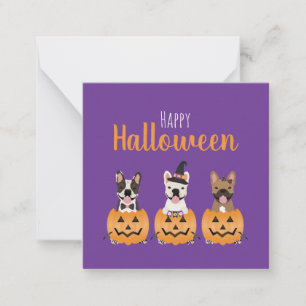 French Bulldogs Happy Halloween Sign Mitteilungskarte