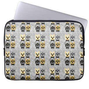 French Bulldogs Herringbone Gray Laptopschutzhülle