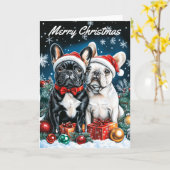 French Bulldogs Karte (Gelbe Blume)