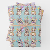 French Bulldogs Pastel Birthday Pattern Geschenkpapier Set (Beispiel)