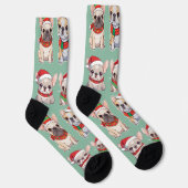 French Bulldogs Pastell Christmas Pattern Socken (Rechts)