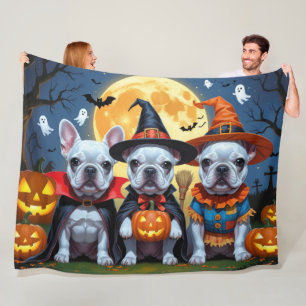French Bulldogs Pumpkin Halloween Funny Funny Fleecedecke