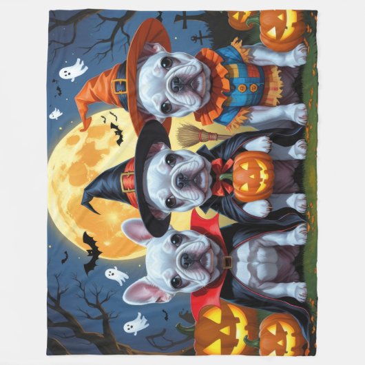 French Bulldogs Pumpkin Halloween Funny Funny Fleecedecke (Vorderseite)