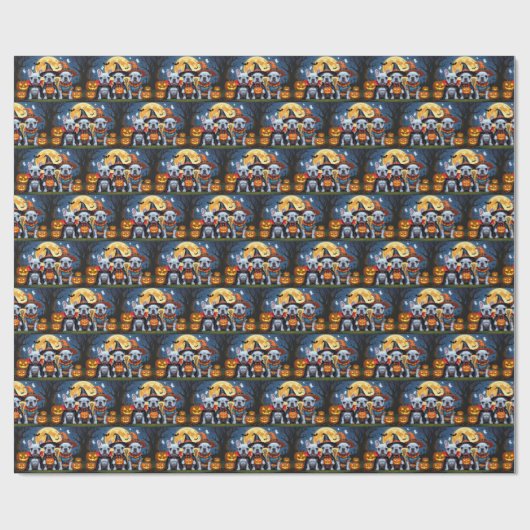 French Bulldogs Pumpkin Halloween Funny Funny Geschenkpapier (Flach)