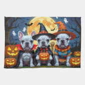 French Bulldogs Pumpkin Halloween Funny Funny Geschirrtuch (Horizontal)