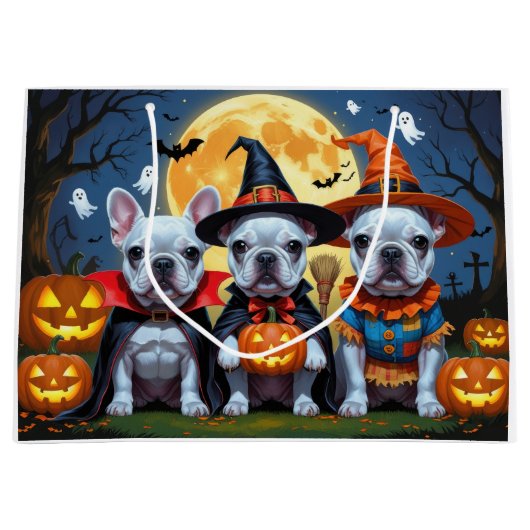 French Bulldogs Pumpkin Halloween Funny Funny Große Geschenktüte (Vorderseite)
