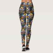French Bulldogs Pumpkin Halloween Funny Funny Leggings (Rückseite)