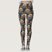French Bulldogs Pumpkin Halloween Funny Funny Leggings (Vorderseite)
