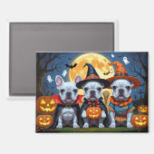 French Bulldogs Pumpkin Halloween Funny Funny Magnet (Vorderseite/Rückseite)