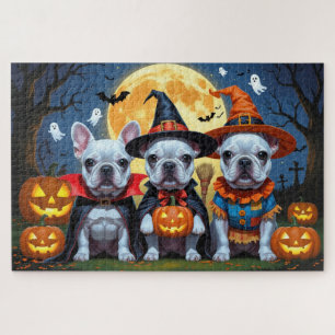 French Bulldogs Pumpkin Halloween Funny Funny Puzzle