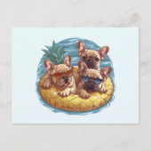 French Bulldogs Summer Pineappool Float Postkarte (Vorderseite)