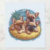 French Bulldogs Summer Pineappool Float Weinetikett (Einzelnes Label)