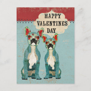 French Bulldogs Valentinstag Postcard Feiertagspostkarte