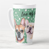 French Bulldogs Watercolor Latte Tasse (Linke Ecke)