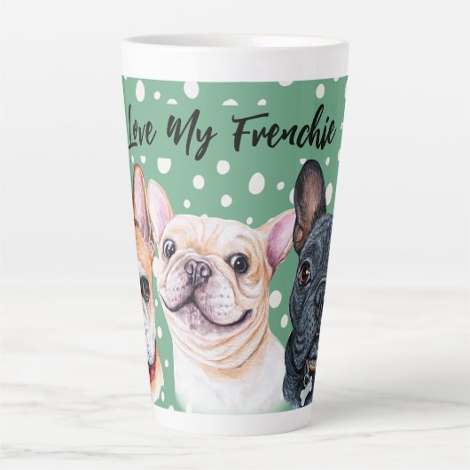 French Bulldogs Watercolor Latte Tasse (Vorderseite)