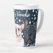 French Bulldogs Watercolor Latte Tasse (Rechte Ecke)