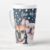 French Bulldogs Watercolor Latte Tasse (Linke Ecke)