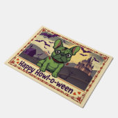 French Bulldogstein Frohes Heul-o-ween Fußmatte (Schrägansicht)