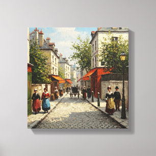 French Busy Street - Vintage Wandkunst Leinwanddruck