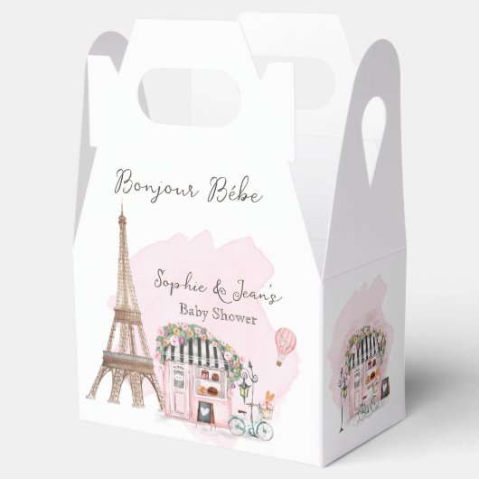 French Café Bonjour Bebe Paris Tea Baby Dusche Geschenkschachtel (Geöffnet)