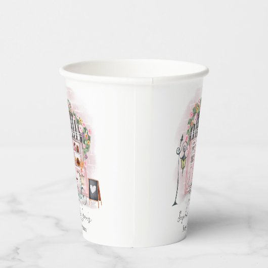 French Café Bonjour Bebe Paris Tea Baby Dusche Pappbecher (Rechts)