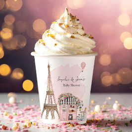 French Café Bonjour Bebe Paris Tea Baby Dusche Pappbecher