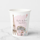 French Café Bonjour Bebe Paris Tea Baby Dusche Pappbecher (Vorderseite)