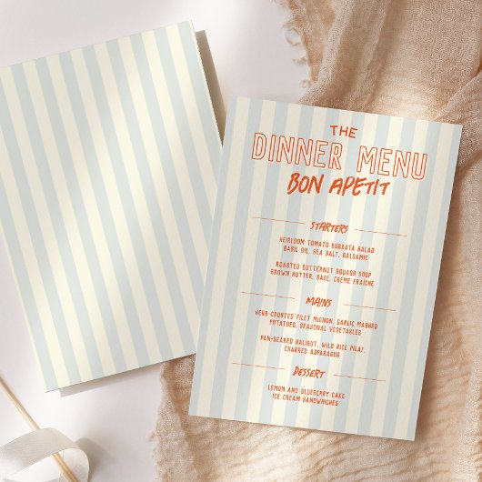 French Cafe Dinner Wedding Menu Template Programm