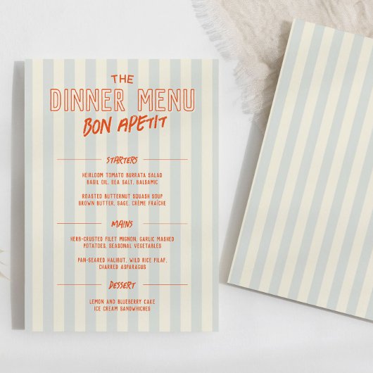 French Cafe Dinner Wedding Menu Template Programm