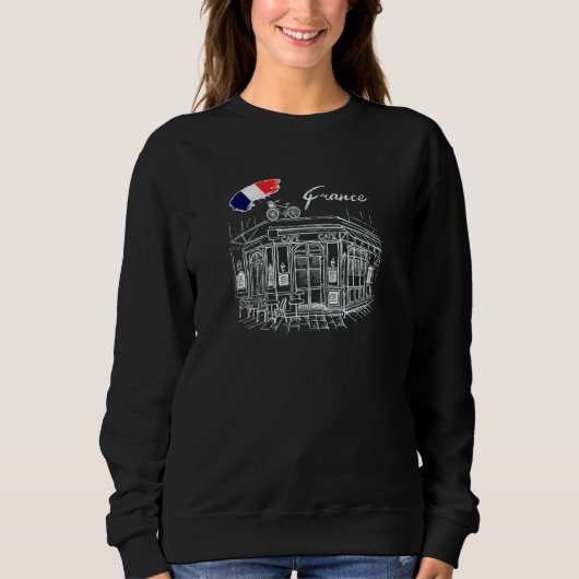 French Cafe Flag France Paris Parisian Bicycle Fun Sweatshirt (Vorderseite)